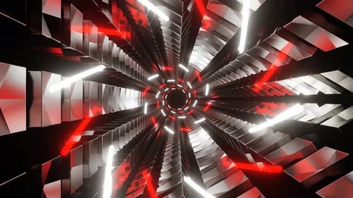 White And Red Bright Triangular With Spiral Background Vj Loop In 4K