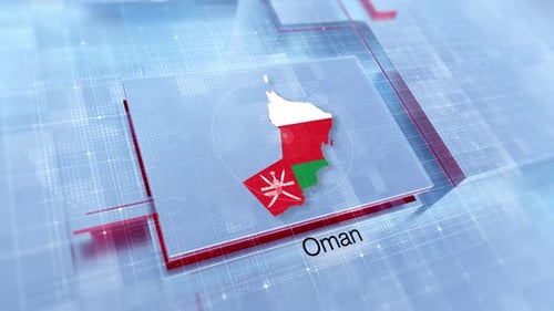 Oman Map Flag Digital News Corporate Ident Animation