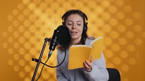 Narrator Doing Counting on Fingers Gesturing Before Producing Audiobook