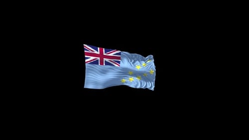 Waving Tuvalu Flag Animation on Black Background