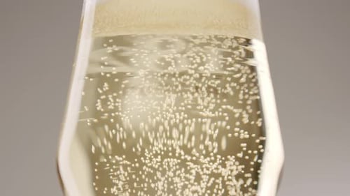 Bubbly Champagne or Sparkling Wine Filling Glass