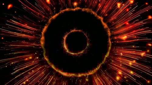 Beautiful luxurious sparkling orange light particles explode The shiny spherical ball for the awards