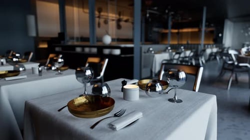 Modern Restaurant Interior with Elegant Table Settings