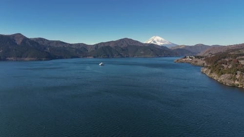 Lake Ashi and Mount Fuji Aerial View