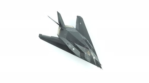 F-117 Nighthawk Spinning on White Background