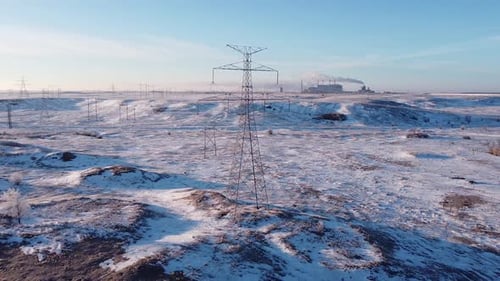 Snowy Power Grid in the Heart of Winter