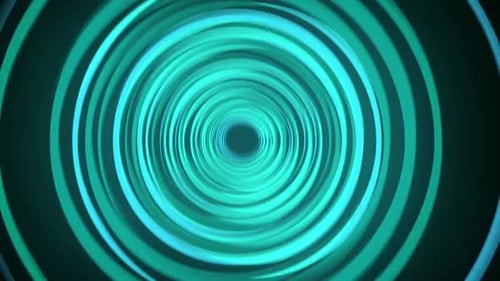 Abstract Cyan Blue Glowing Tunnel Circles Motion Graphic