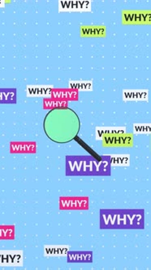 Why Question Animation with Magnifying Glass for Problem Solving Themes In Vertical Video Format.