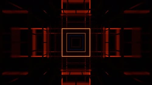 Orange And Blue Mirror Abstract Fantasy Neon Space Background Vj Loop In 4K