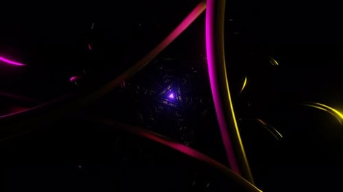 Um loop de VJ dinâmico com tons de néon vibrantes pulsando no fundo