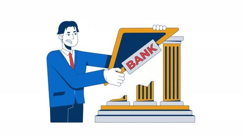 Bank collapse 2D animation