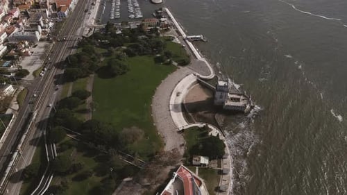 Aerial view of Belem Tower, Portugal.