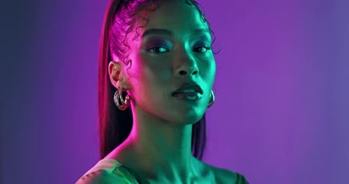 Woman's Stylish Portrait with Dramatic Lighting