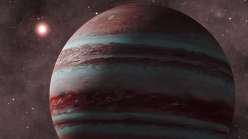 Gas Giant Planet Rotating with Dynamic Colors in Space