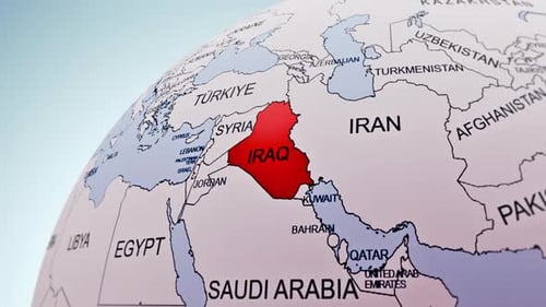 Die rotierende Erdkugel nähert sich dem Irak