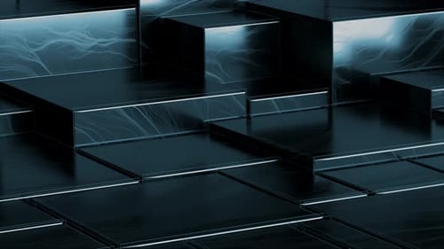 Animated Dark Reflective Blocks Abstract Loop Background