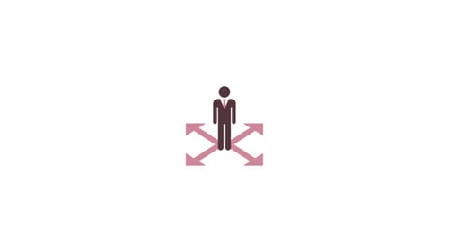 Flat Design Person with Multiple Choice Arrows Animation