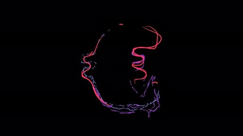 Euro currency symbol made of multicolor neon curves and lightnings on alpha. Loop 4k clip.