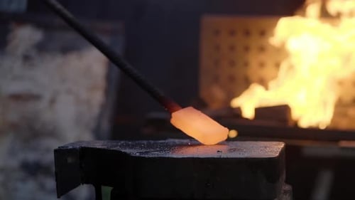 Slow Motion The Blacksmith Makes Iron Products for Manufacturing Forge Workshop Manual Production of