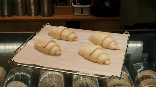 Unbaked Croissants Ready for Baking