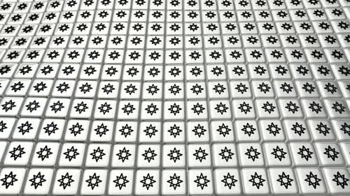 Floating Background with White Cubes, Black Shapes, Reflection, Exclusive, 3D Render, Unique Design