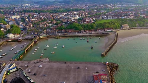 Folkestone town seaside attractions, English holiday resorts, aerial