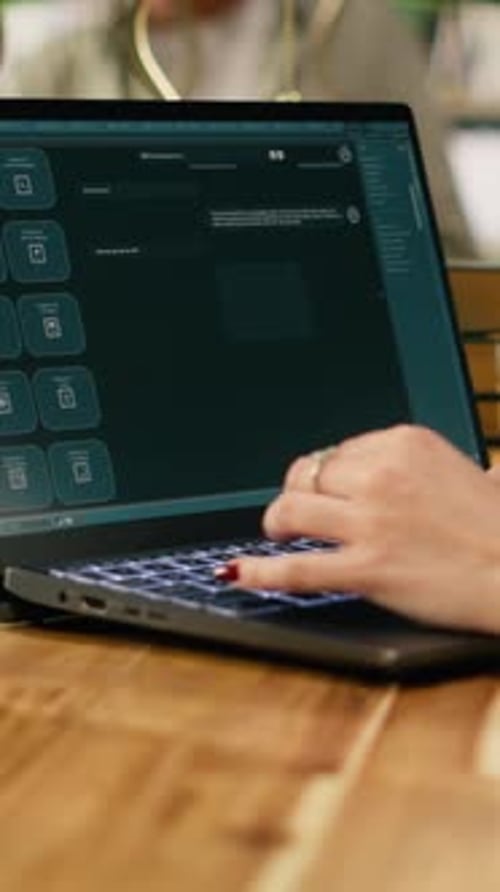 Vertical Video Student Using AI Study Assistant Interface on Laptop During Group Study Session