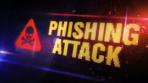 Phishing attack symbol light flashing on digital display