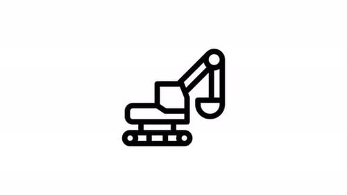 Animated Minimalist Excavator Line Icon Digging