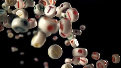 English Letters Fly and Fall Filmed on a Highspeed Camera at 1000 Fps