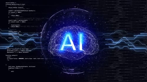 05 Brain Ai TechAI Text und maschinelles Lernen, Gehirnanimation, Hintergrund, Loop