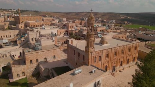 Midyat city general view with drone, Mardin Turkey