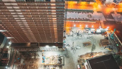 Timelapse Time Lapse Workers are Engaged in Repairing Development on Construction Site