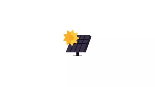 Flat Design Solar Panel and Sun Icon Animation