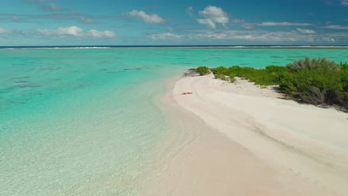 Girl Lying White Sand Beach Tropical Wild Island
