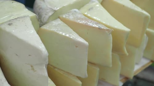 Many Type of Cheeses on Shop Window