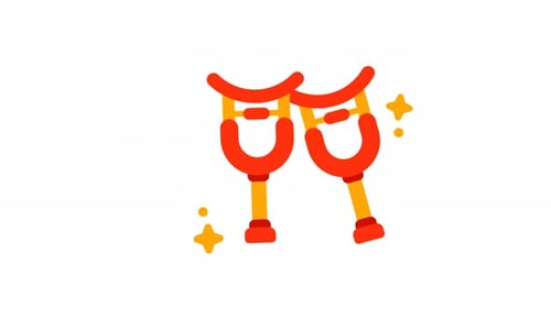 Animated Crutches Icon for Health and Recovery