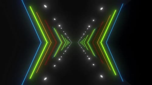 Dynamic neon tunnel animation with vibrant colorful light trails