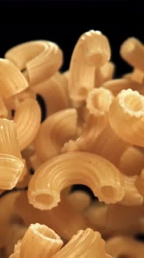 The Dry Pasta Flies Up and Falls Down Filmed on a Highspeed Camera at 1000 Fps