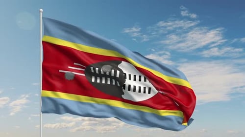 Realistic Animation of Eswatini National Flag Waving in Wind