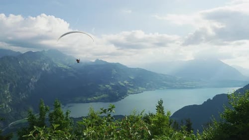 Paragliding over Lake Thun, Switzerland