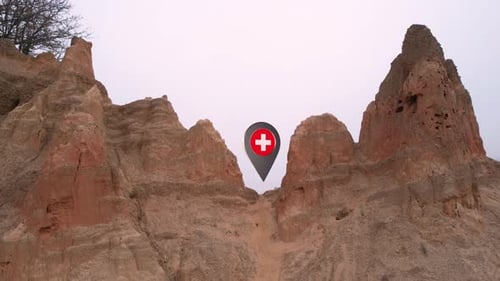 Swiss Flag 3D Location Pin Drop Animation