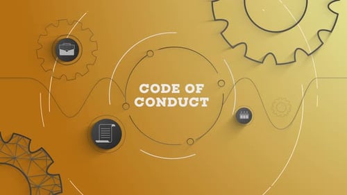 Infographic Code Of Conduct Yellow Background Looped