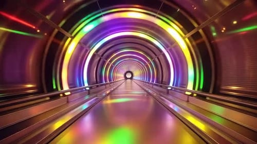 Se déplacer dans un tunnel de science-fiction futuriste avec une pluie vibrante