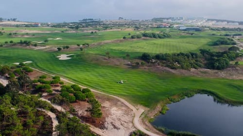 Cinematic Drone Shot of Idyllic Golf Court