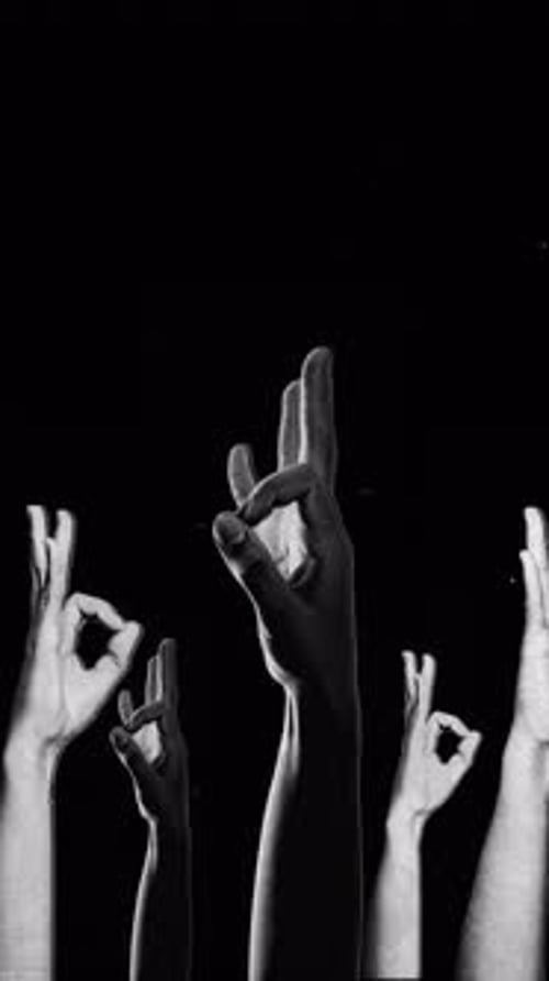 Spinning Halftone Effect Ok Sign Portrait Hands