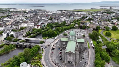 Drone shot of Galway city, Ireland