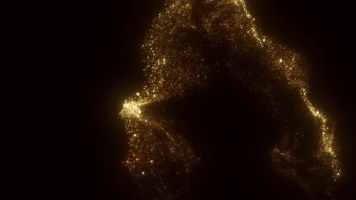 Abstract Golden Shimmering Particle Wave Background