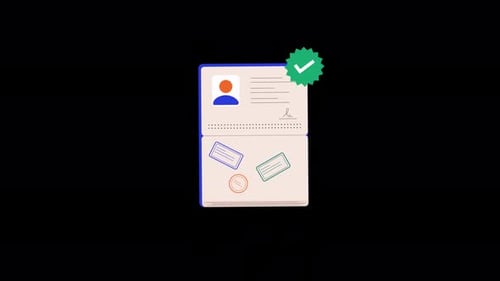 Flat Design Animated Passport Travel Verification