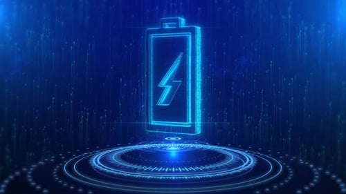 Digital Power Battery Icon Animation Loop
